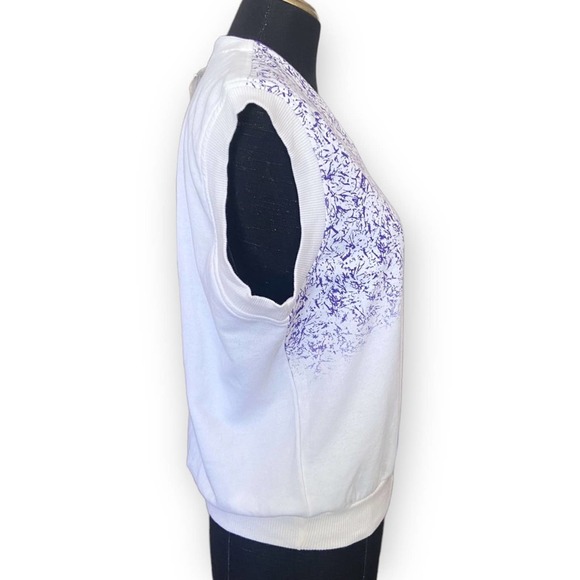 Fila Sweater Vest Vintage Athletic V-Neck Cream Purple Print NWT Size 12 - Picture 4 of 9
